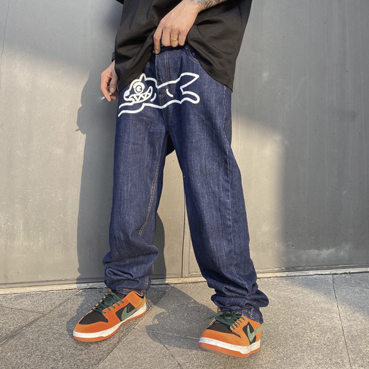 Hip-Hop Dog Print Jeans