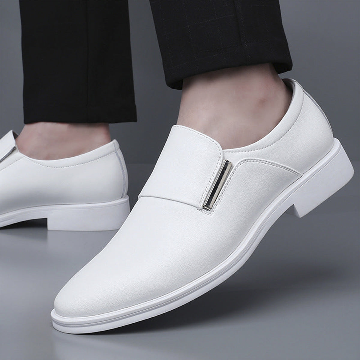 White Leather Classic Shoes