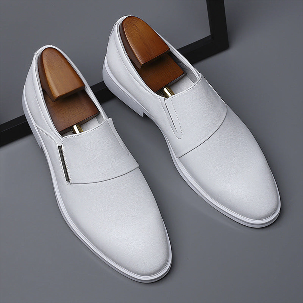 White Leather Classic Shoes