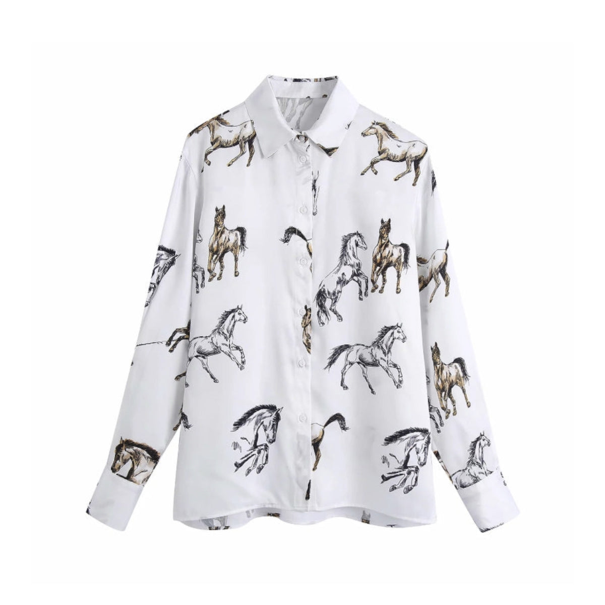 Horse Printed Satin Shirt