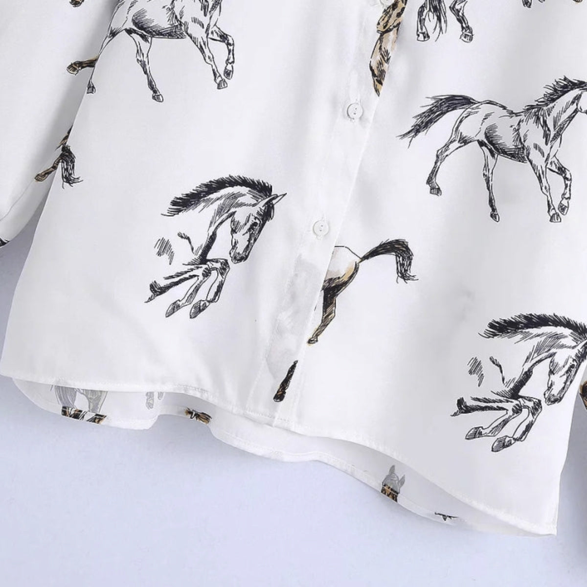 Horse Printed Satin Shirt