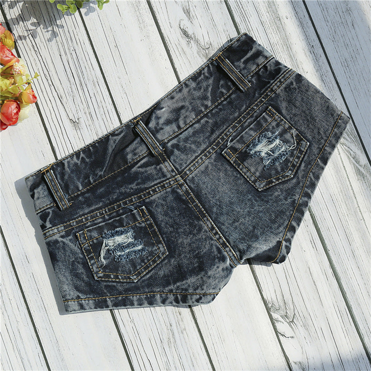 Low Waist Skinny Denim Shorts