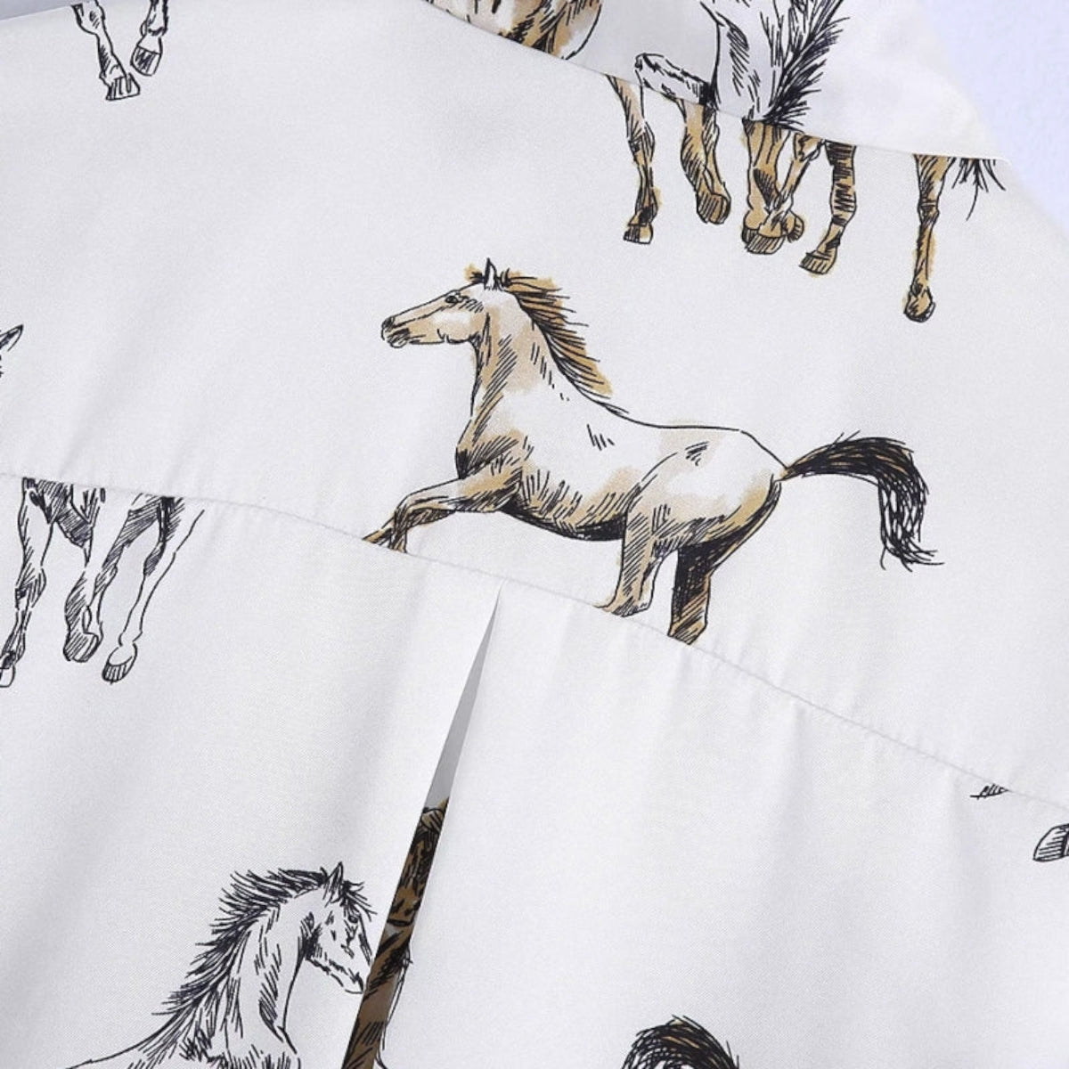 Horse Printed Satin Shirt